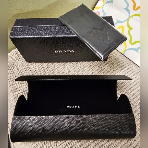 Authentic Prada Eyeglass Case New in Box with Prada cleaning cloth - Picture 2 of 4